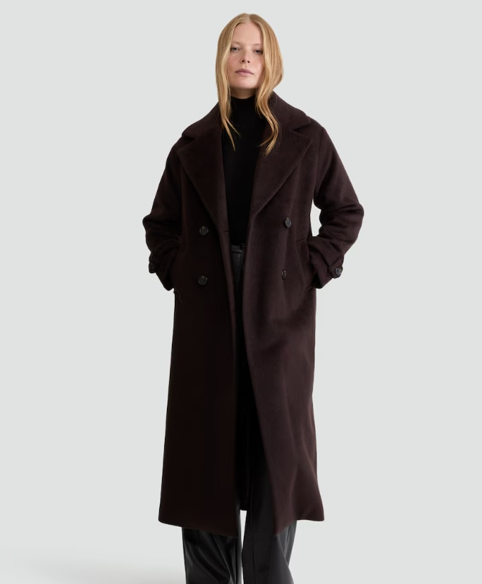 Double Breasted Long Coat in Brown from F&F