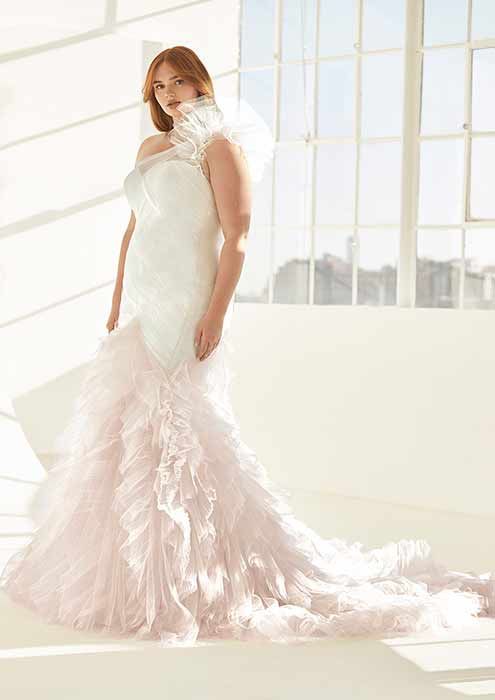 Ashley Graham wedding dress pink train