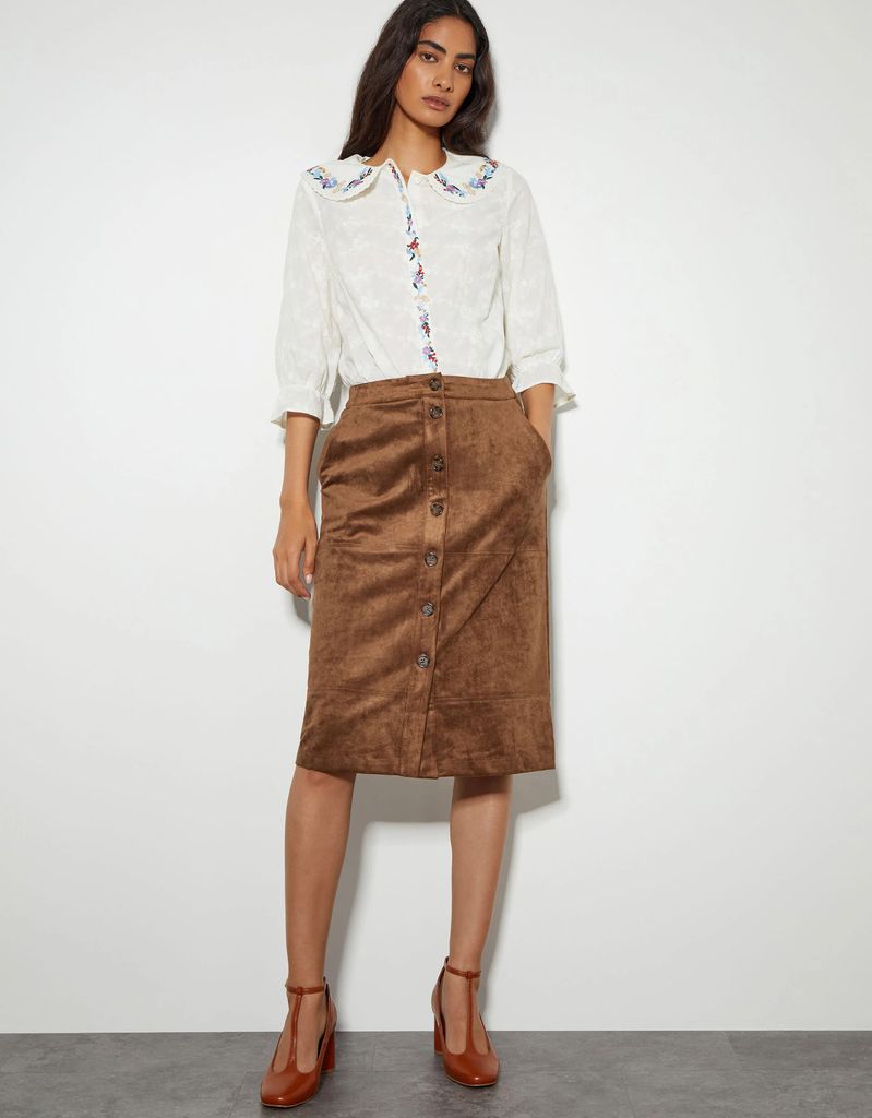 Monsoon Suedette Midi Skirt