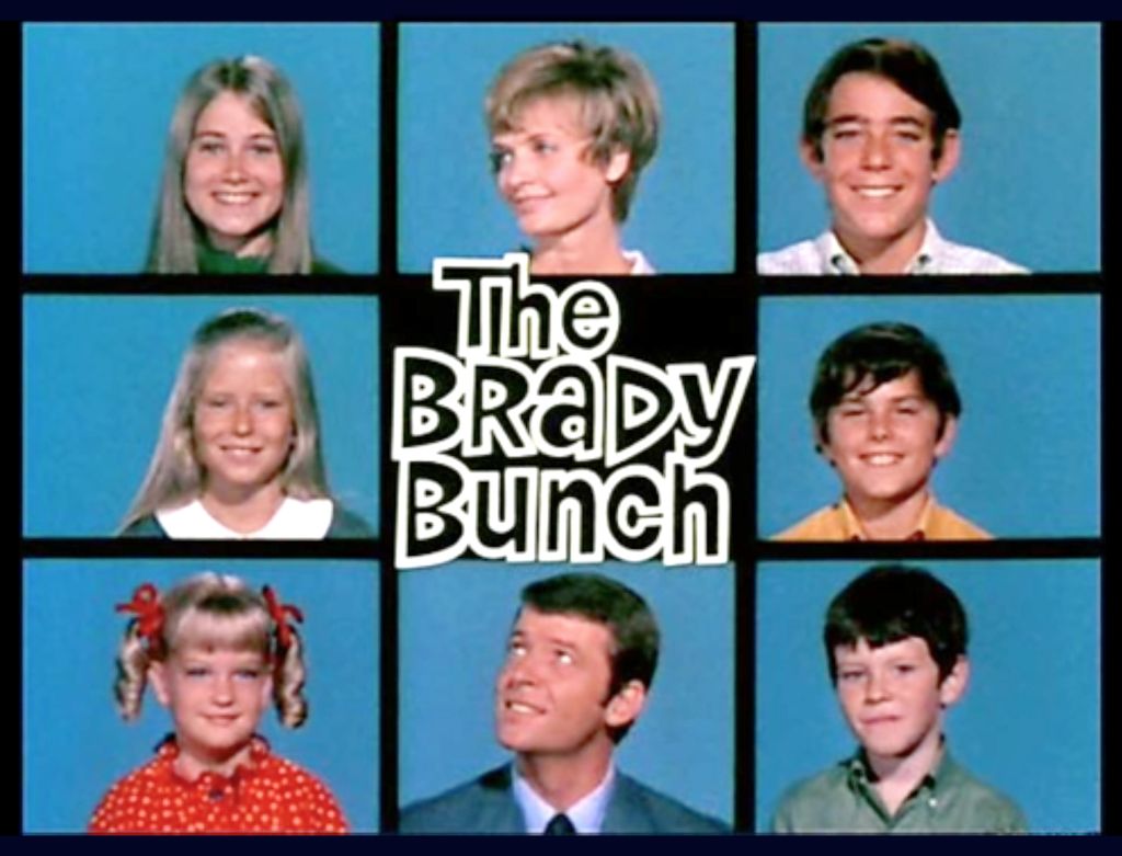 Pictured clockwise from top left: Maureen McCormick as Marcia Brady, Florence Henderson as Carol Brady, Barry Williams as Greg Brady, Christopher Knight as Peter Brady, Mike Lookinland as Bobby Brady, Robert Reed as Mike Brady, Susan Olsen as Cindy Brady, and Eve Plumb as Jan Brady, 1970
