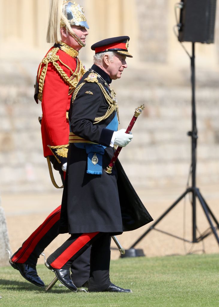 king charles arriving in military gear