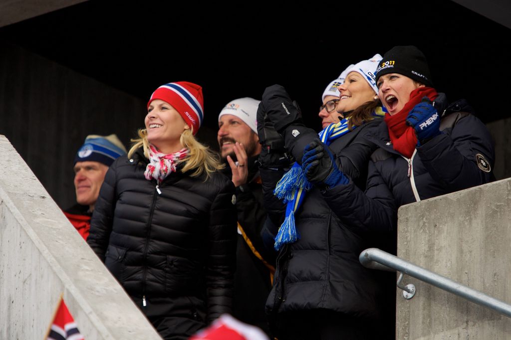 Princess Mette-Marit of Norway, Prince Haakon of Norway, Prince Daniel of Sweden, Princess Victoria of Sweden and Princess Martha Louise of Norway  at the FIS Nordic World Ski Championships 2011