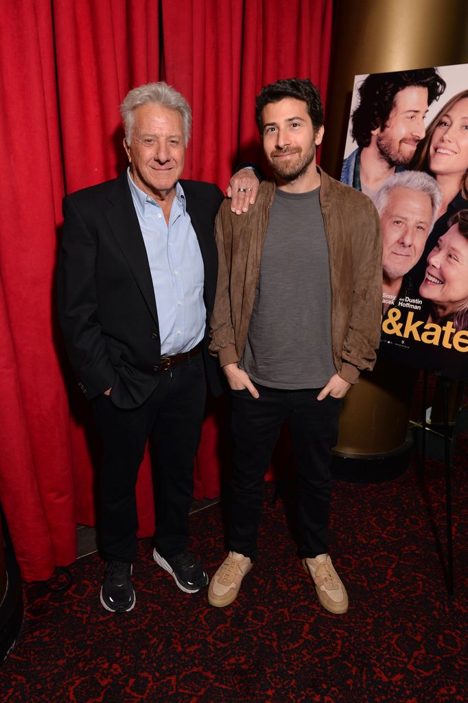 Dustin Hoffman and Jake Hoffman attend the Sam & Kate Los Angeles screening at Fine Arts Theatre on November 17, 2022 in Beverly Hills, California.