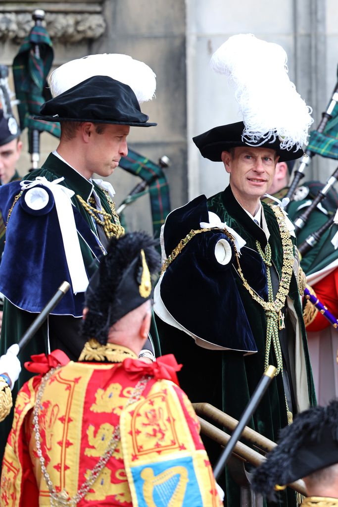 Prince William and Prince Edward depart the Thistle Service in Scotland