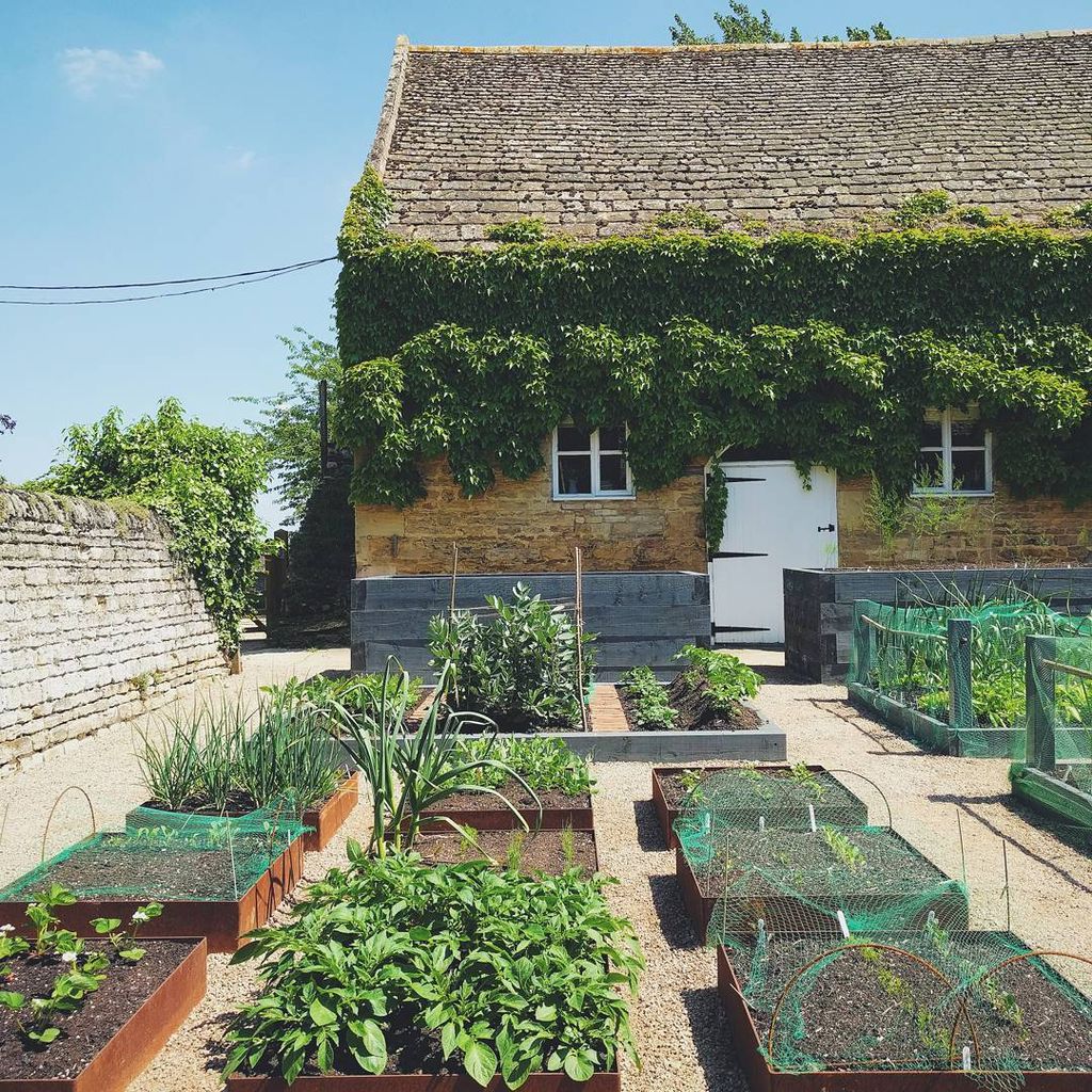 farmhouse exterior and garden