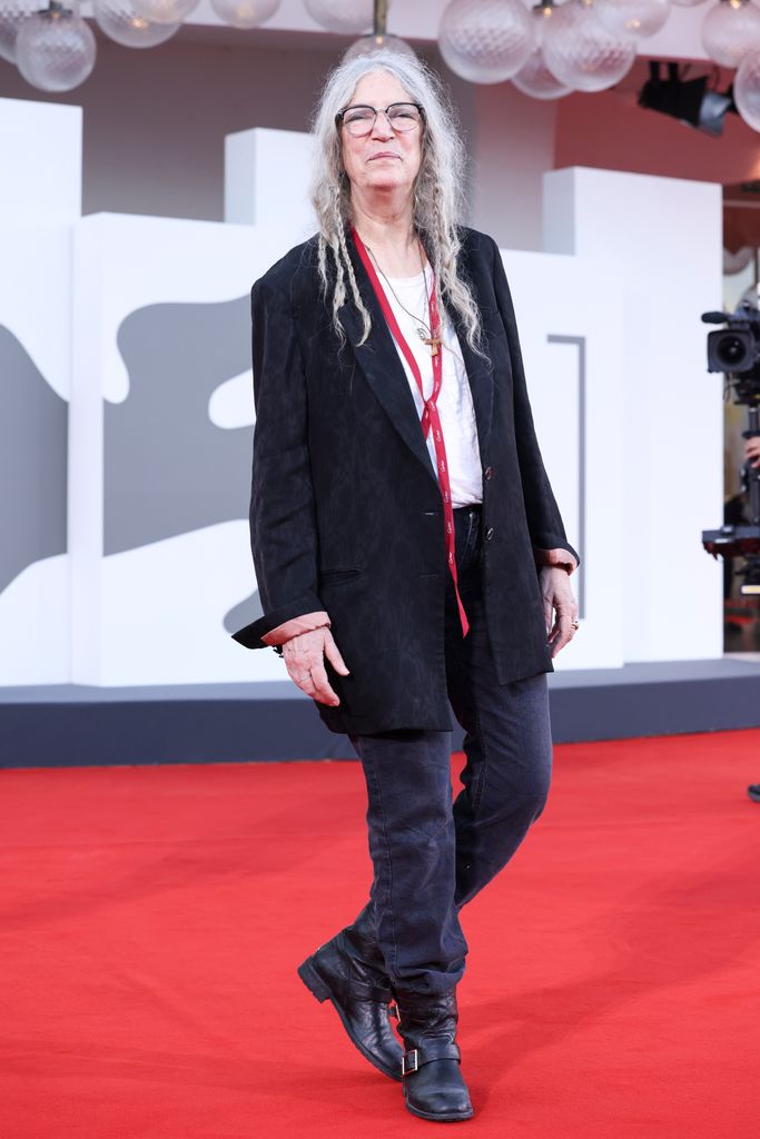 Patti Smith attends a red carpet for "Maria" during the 81st Venice International Film Festival at  on August 29, 2024 in Venice, Italy