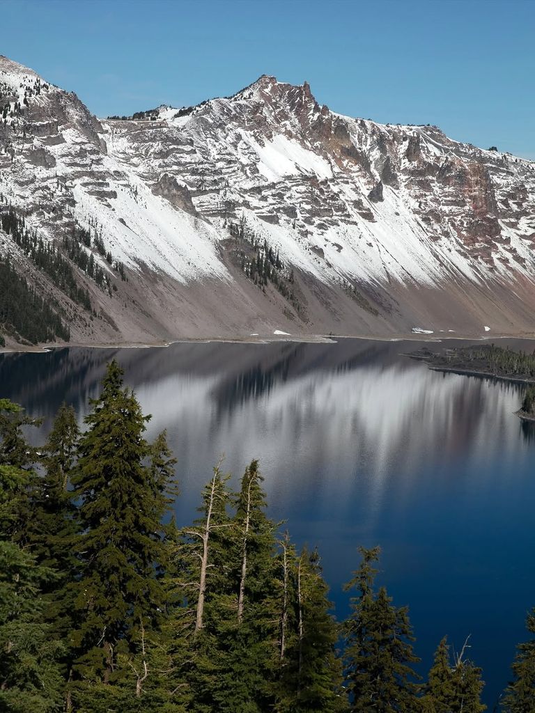 Crater Lake perched atop Southern Oregon’s Cascade Mountains