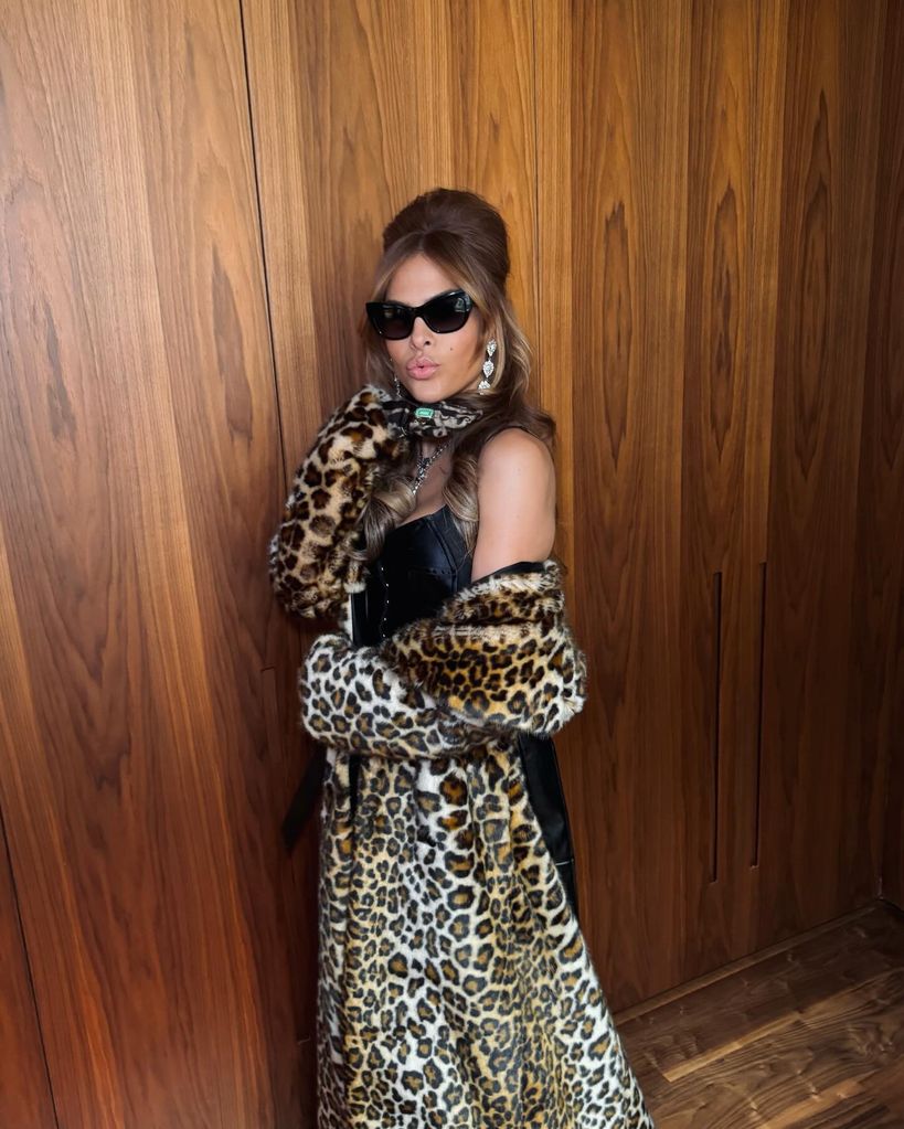 Eva Mendes wearing leopard print D&G outfit on Instagram