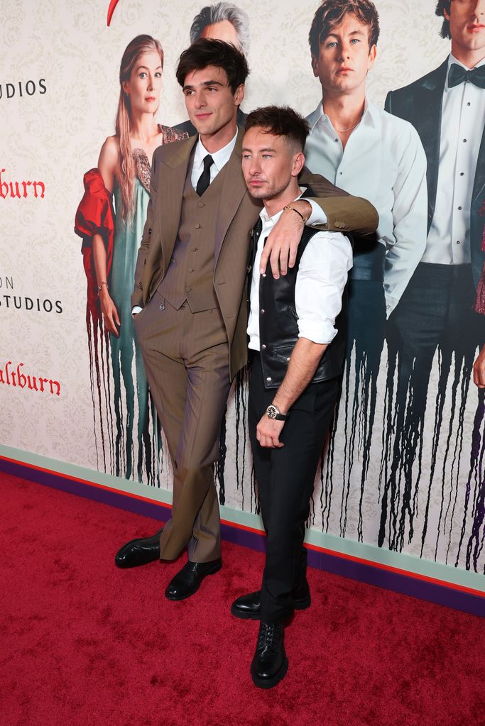 Jacob Elordi and Barry Keoghan attend the Los Angeles Premiere Of MGM's "Saltburn" at The Theatre at Ace Hotel
