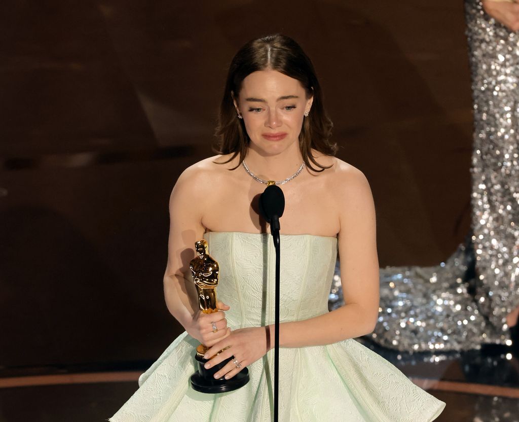 Emma Stone accepts the Lead Actress award for "Poor Things" onstage during the 96th Annual Academy Awards at Dolby Theatre on March 10, 2024 in Hollywood, California.