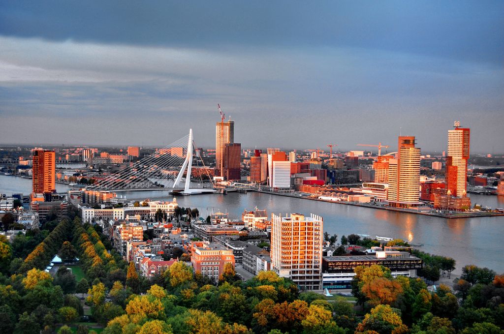 Rotterdam skyline with Erasmus Bridge
