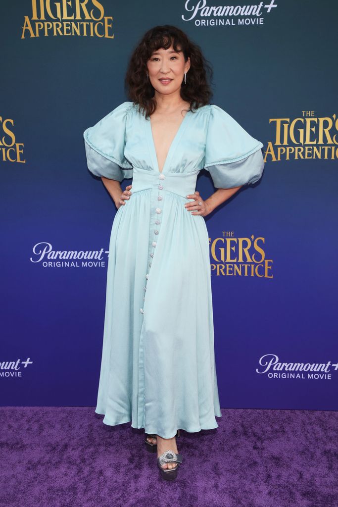 Sandra Oh attends the Global premiere of Paramount+'s "The Tiger's Apprentice" at Paramount Studios, Sherry Lansing Theatre on January 27, 2024 in Los Angeles, California.