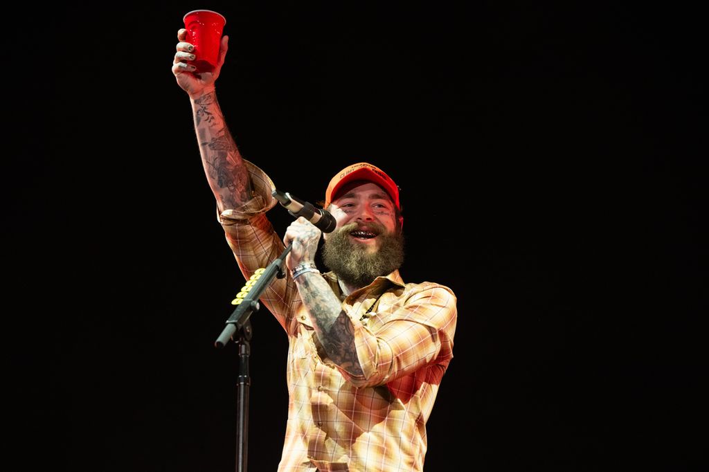 Post Malone performs onstage during Day 2 of Stagecoach Festival at Empire Polo Club on April 27, 2024 in Indio, California