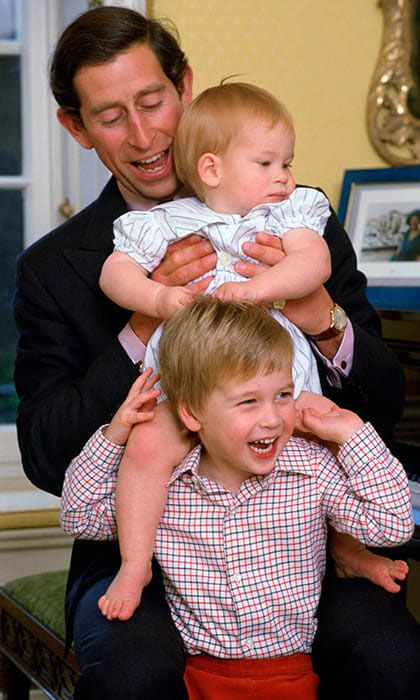 Prince Charles with Princes William and Harry in 1985