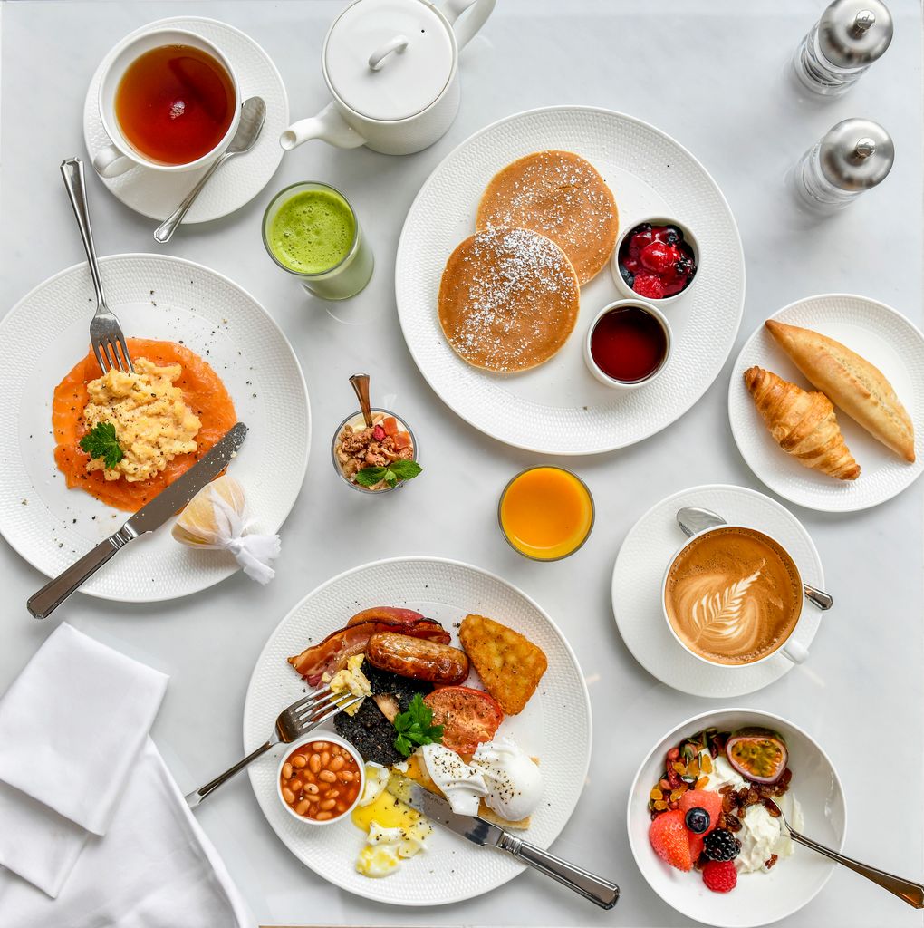 Breakfast plates on a table