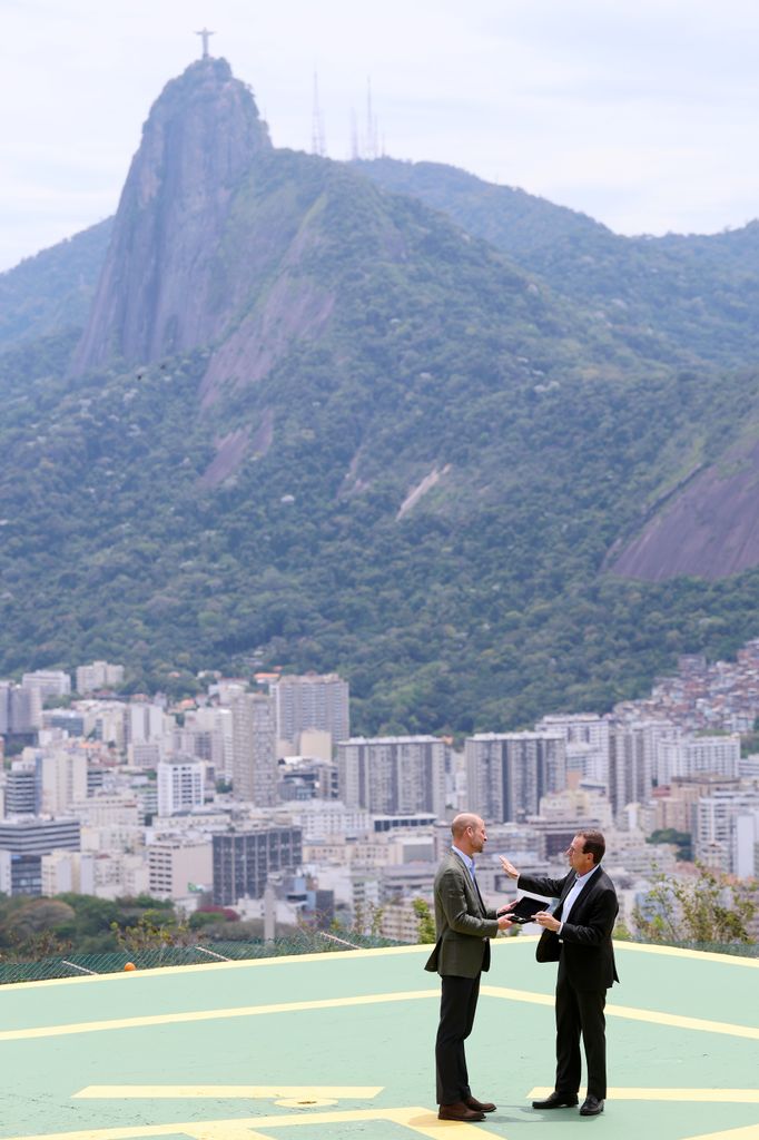 The pair stood on the helipad