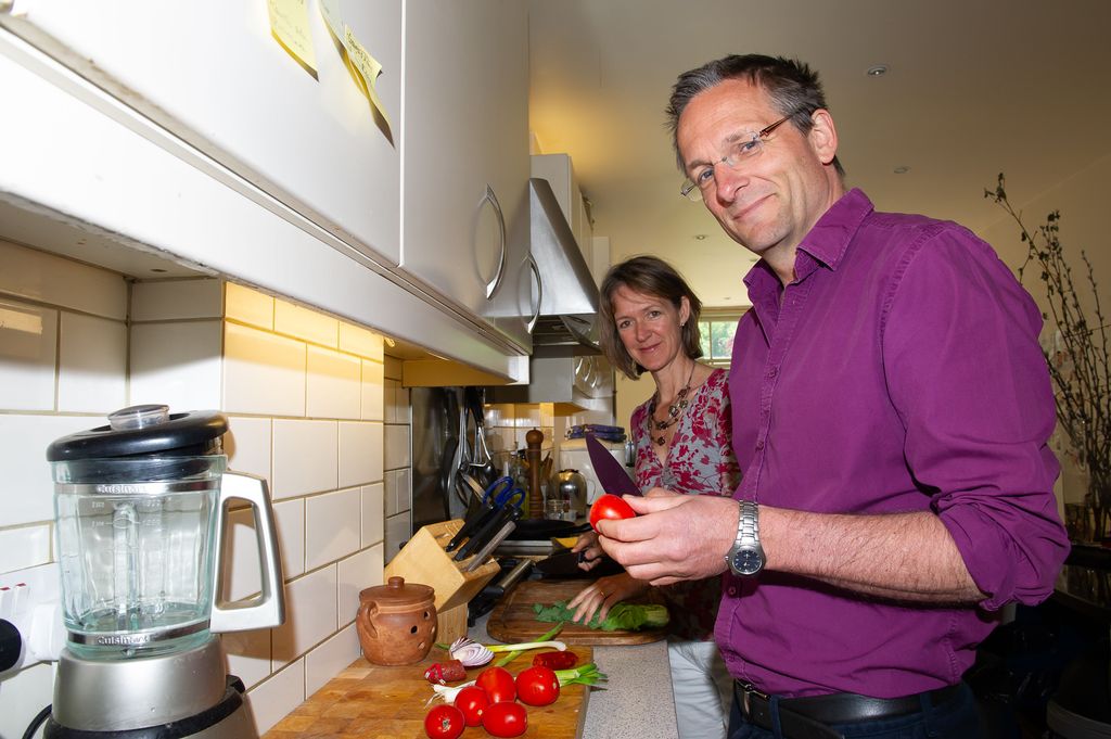 Michael Mosley cooking with his wife in the kitchen