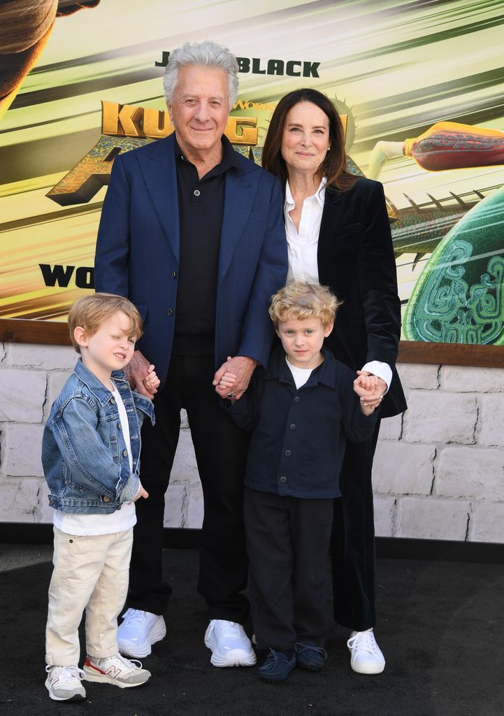 Dustin Hoffman, Lisa Hoffman arrives at the Los Angeles Premiere Of Universal Pictures' "Kung Fu Panda 4" on March 03, 2024 in Los Angeles, California.