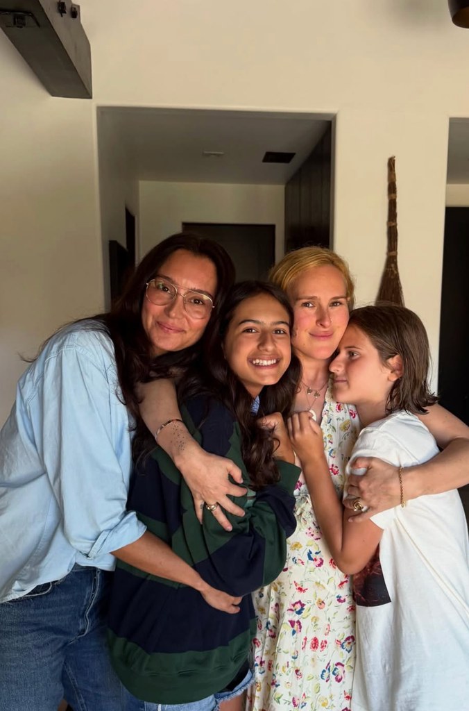 Photo shared by Rumer Willis on her Instagram featuring herself, Emma Heming, and Emma's daughters with bruce Willis, Evelyn and Mabel