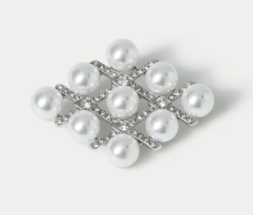 M&S Pearl Effect Diamond Shape Brooch