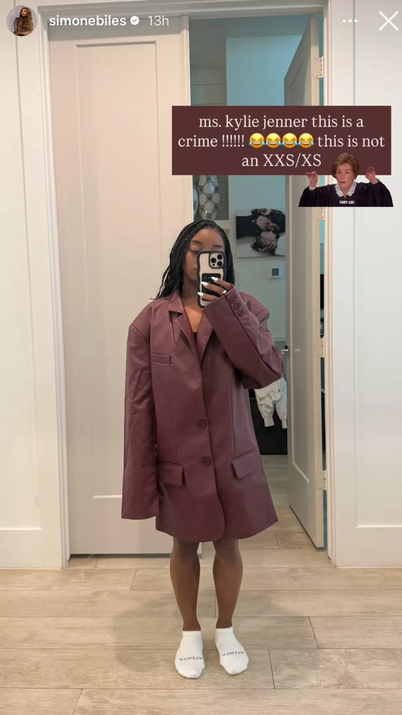 Simone Biles in oversized blazer