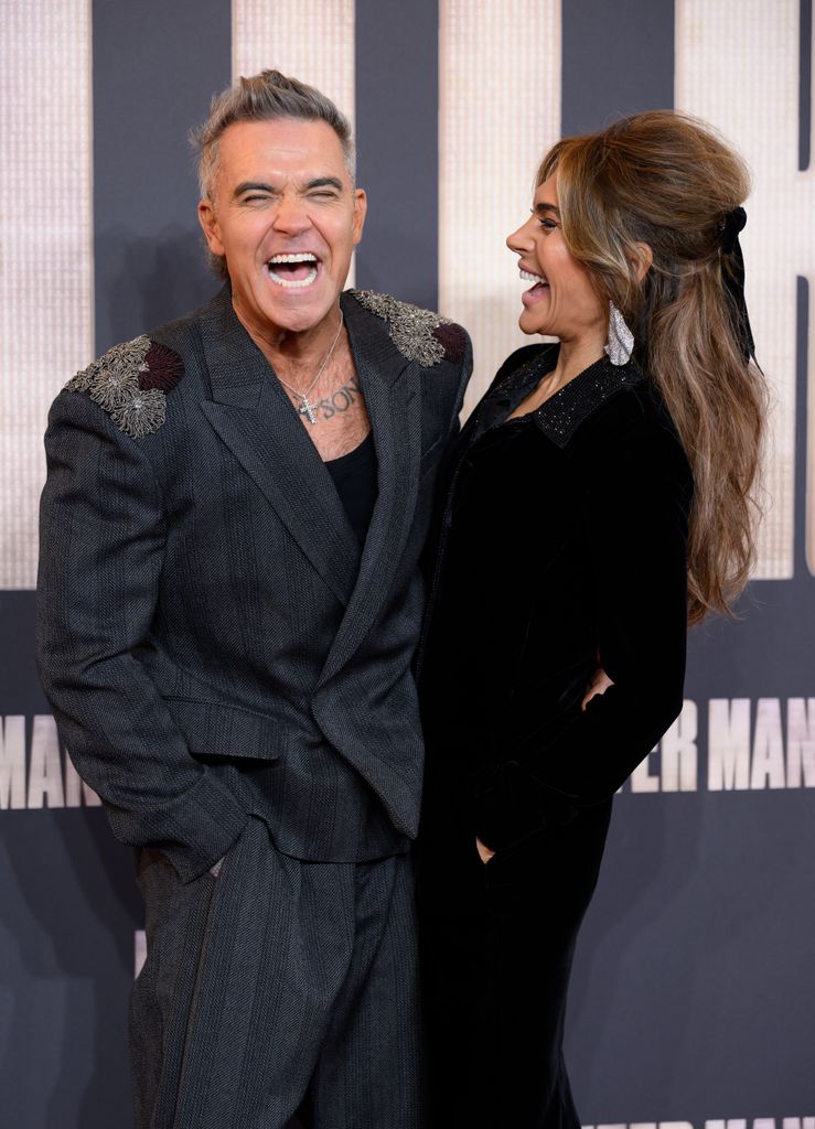 Robbie Williams and Ayda Field attend the "Better Man" European Premiere at the Odeon Luxe Leicester Square on November 27, 2024 in London, England.