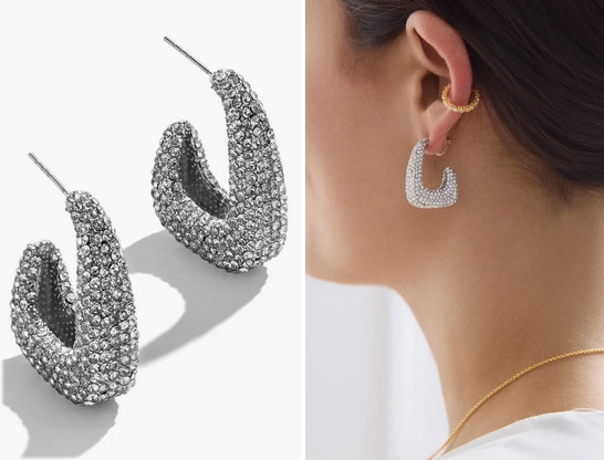 baublebar Sasha Pave Geometric Hoop Earrings.