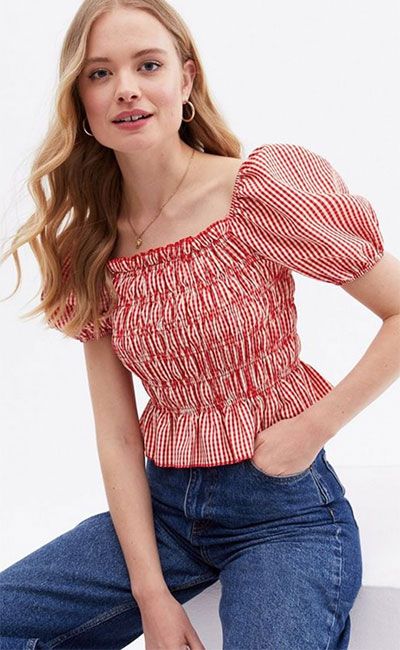 new look red gingham top