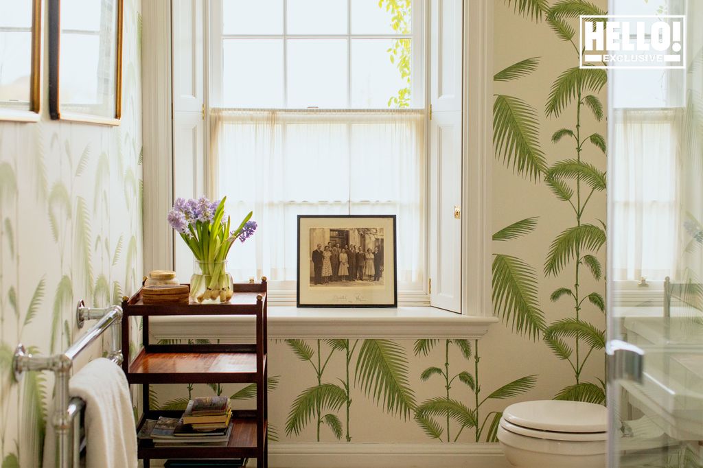 India Hicks' palm print bathroom at Oxfordshire family home