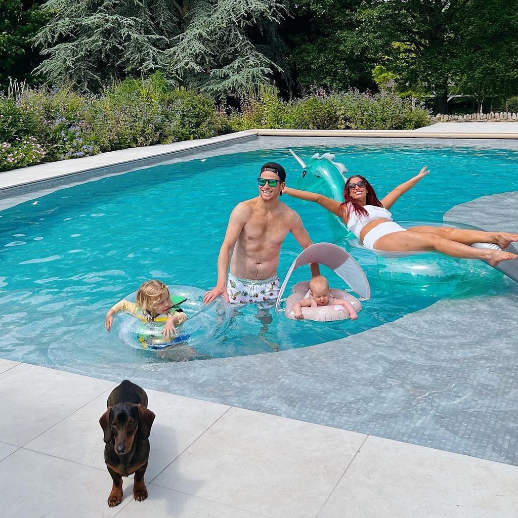 Stacey Solomon and Joe Swash lounge in the pool at Pickle Cottage