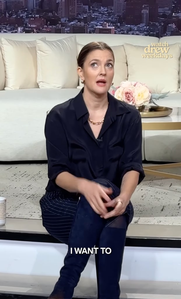 Drew Barrymore chatting on her talk show