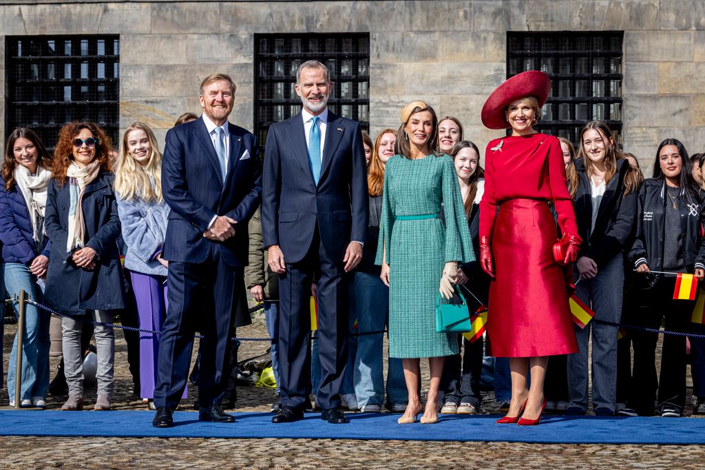 King Willem-Alexander and Queen Maxima of The Netherlands welcome King Felipe and Queen Letizia of Spain with an official welcome ceremony 