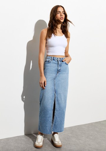 New Look denim maxi skirt