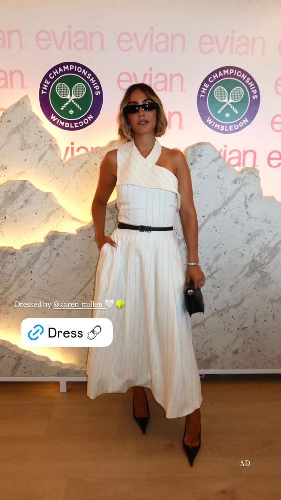 Frankie Bridge at Wimbledon wearing Karen Millen 