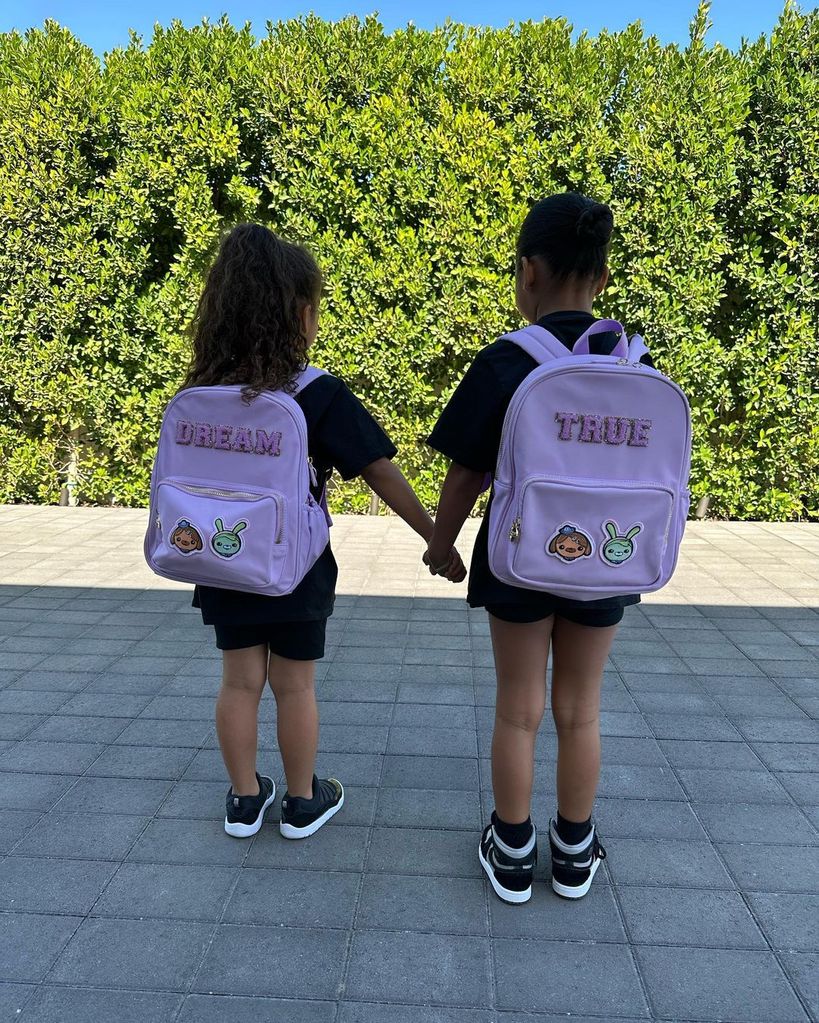 Khloé Kardashian shares photo of True and Dream's matching backpacks