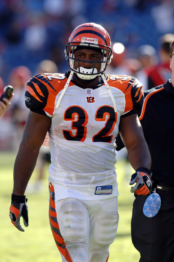 Rudi Johnson #32 walks off the field after the Bengals victory. The Cincinnati Bengals beat the Tennessee Titans 31-23 on October 15, 2005.