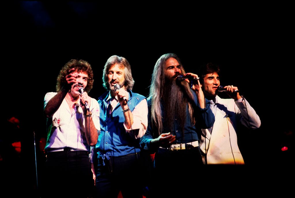 Country band Oak Ridge Boys perform onstage at the Poplar Creek Music Theater, Hoffmann Estates, Illinois, August 21, 1984.