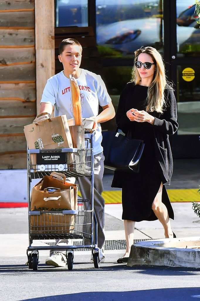  Angelina Jolie and her son Knox  grocery shopping