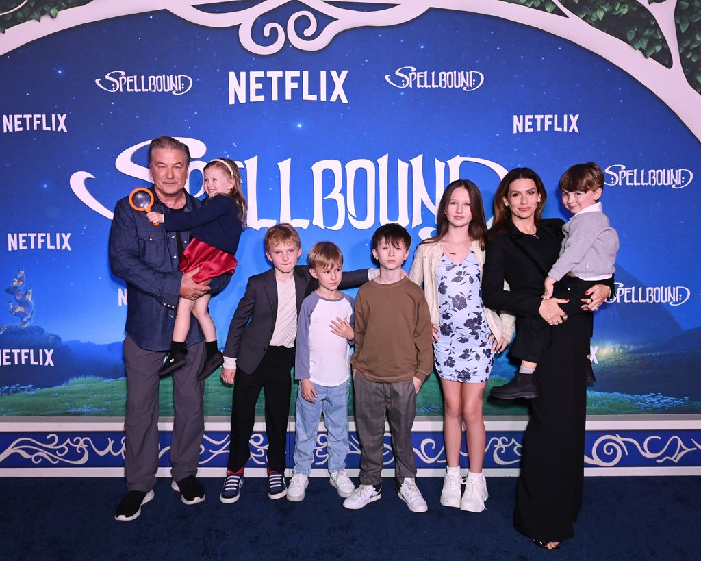 alec baldwin and hilaria baldwin with six of seven kids at spellbound nyc premiere