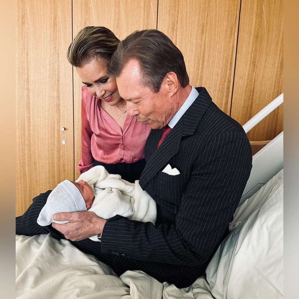 Grand Duchess Maria Teresa and Grand Duke Henri with baby Prince Balthasar