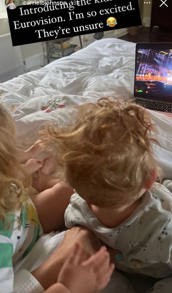 Carrie Johnson's youngest children watching Eurovision