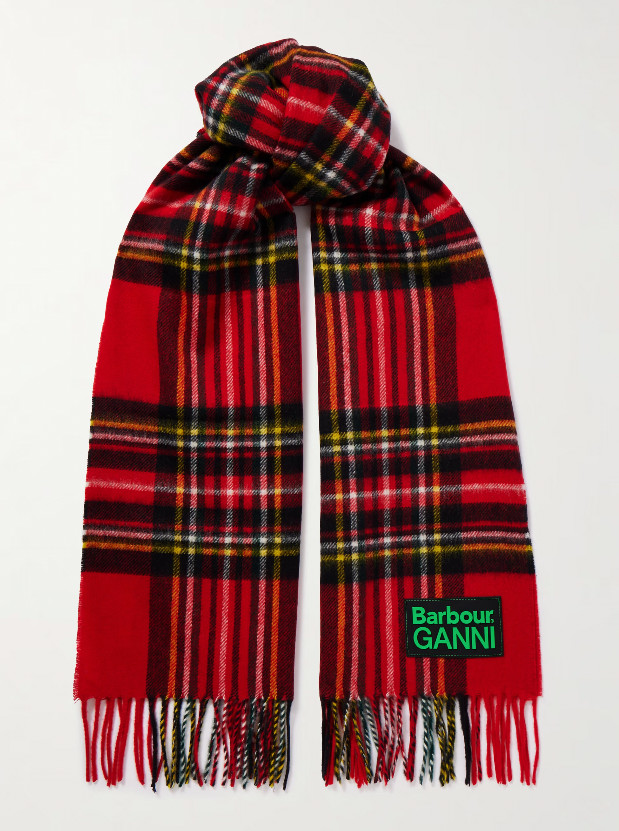 checked red scarf
