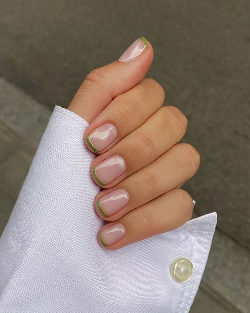 matcha green french manicure 