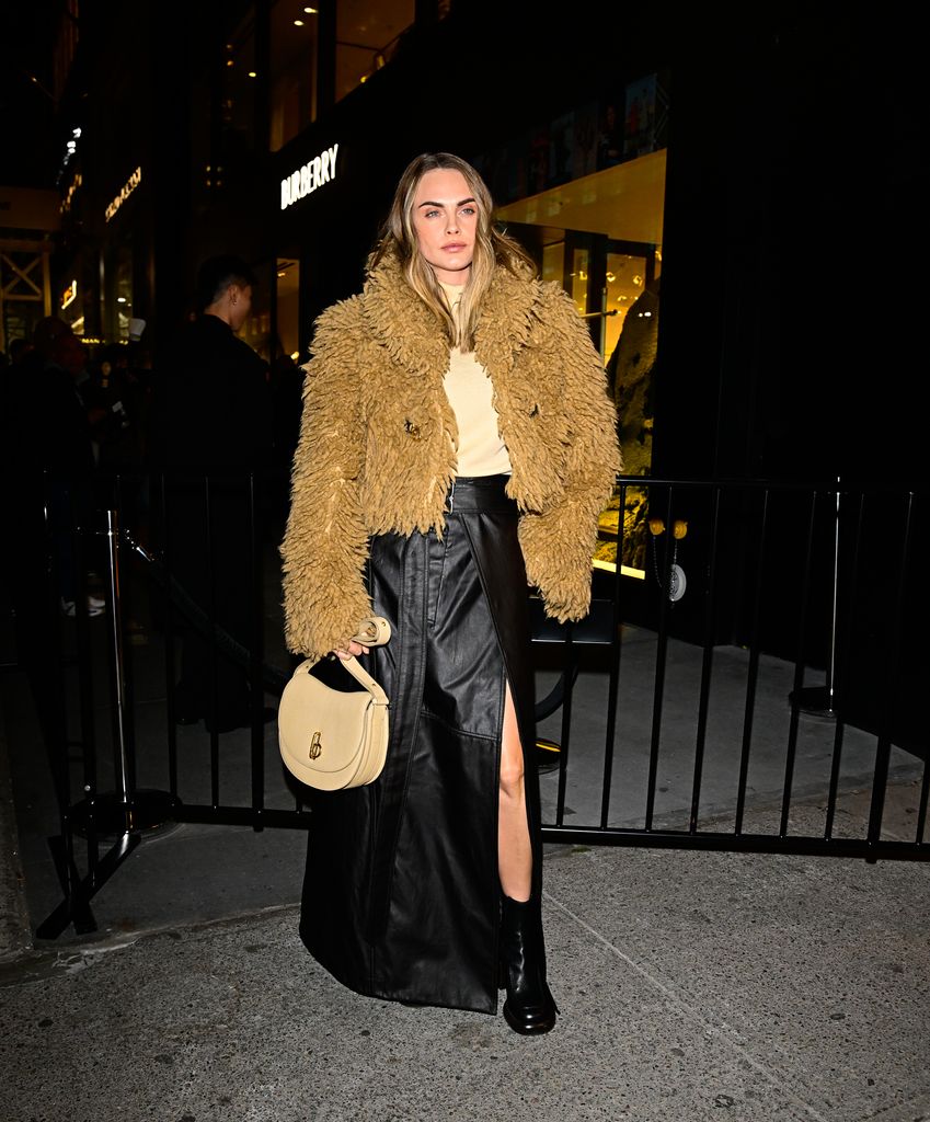 Cara Delevingne arrives at the grand reopening of The NY Burberry Flagship Store on October 16, 2024 in New York City