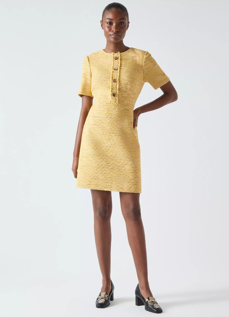 LK Bennett yellow boucle dress