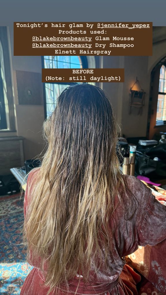 Blake Lively describes the process of getting her hair ready for the CFDA Awards on her Instagram Stories