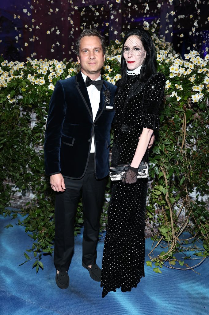 Harry Kargman and Jill Kargman attend the 2025 Met Gala Celebrating "Superfine: Tailoring Black Style" at Metropolitan Museum of Art on May 05, 2025 in New York City
