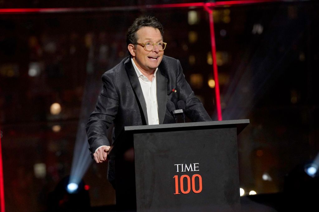 Michael J. Fox speaks onstage at the 2024 TIME100 Gala at Jazz at Lincoln Center on April 25, 2024 in New York City. (Photo by Sean Zanni/Patrick McMullan via Getty Images)
