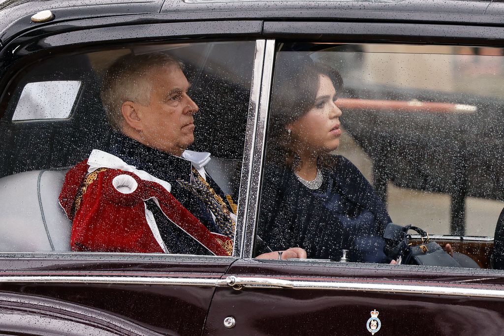 Prince Andrew, Duke of York and Princess Eugenie of York travel together by car