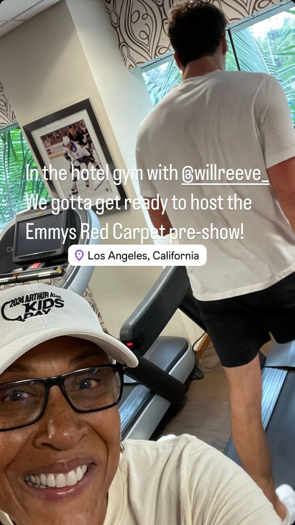 Robin Roberts works out with GMA co-anchor Will Reeve ahead of the 76th Primetime Emmy Awards red carpet Pre-Show, shared on Instagram